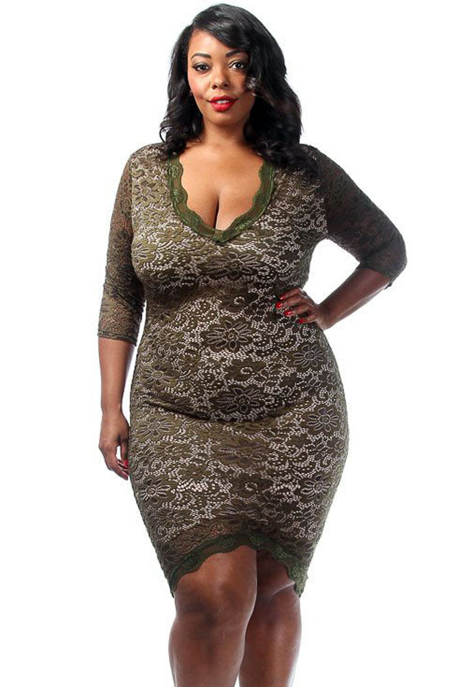 Plus size lace 2024 high low dress