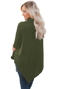 Sexy Olive Soft Faux Poncho High Neck Sweater