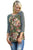Sexy Olive Striped Sleeves Floral Top