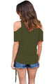 Sexy Olive Wrap Open Shoulder Top