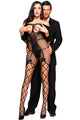 Sexy Open Cup Fishnet Off-shoulder Bodystocking with Bow