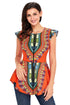 Sexy Orange African Printed Zipper Front Peplum Top