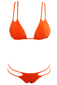 Sexy Orange Braided Double Straps 2pcs Swimsuit