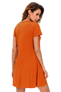 Sexy Orange Casual Lace-up Swing Dress