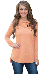 Sexy Orange Cowboy Fashion Button Detail Sweatshirt