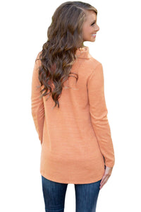 Sexy Orange Cowboy Fashion Button Detail Sweatshirt