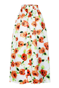 Sexy Orange Flower African Print Maxi Skirt