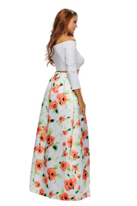 Sexy Orange Flower African Print Maxi Skirt