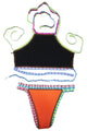 Sexy Orange Handmade Crochet Neoprene Tankini Swimsuit