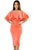 Sexy Orange Layered Ruffle Off Shoulder Midi Dress