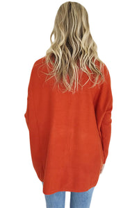 Sexy Orange Oversize Fit Pocket Sweater Tunic
