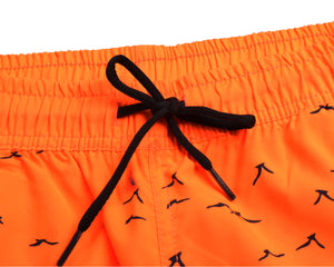 Sexy Orange Sea Gull Printed Women Swim Shorts