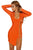 Sexy Orange Side Lace Up Long Sleeve Bandage Dress