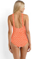 Sexy Orange White Tidal Wave High Neck One Piece Maillot