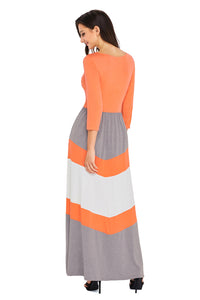 Sexy Orange and Gray Chevron Maxi Dress