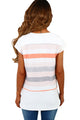 Sexy Orange and Grey Multi Stripe Female T-Shirt