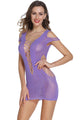 Sexy Orchid Crotchet Mesh Hollow-out Mini Chemise Dress