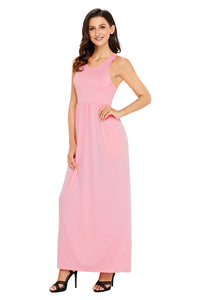 Sexy Pale Pink Racerback Maxi Dress with Pockets
