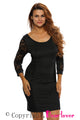 Sexy Party 3/4 Lace Vintage Dress in Whole Black