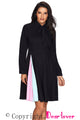 Sexy Patchwork Tie Neck Long Sleeve Black Flared Dress