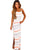 Sexy Peach and White Stripe Jersey Maxi Bohemian Dress