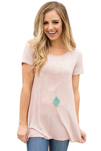 Sexy Peachy Twist Cutout Back Casual Womens T-shirt