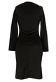 Sexy Peek-a-boo Long Sleeves Black Midi Dress