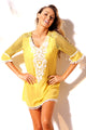 Sexy Pineapple Crochet Pom Pom Trim Beach Tunic Cover up