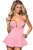 Sexy Pink 2 Pieces Microfiber and Mesh Babydoll