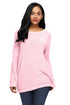 Sexy Pink Backless Twist Knit Long Sleeve Dolman Top