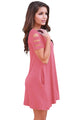 Sexy Pink Banded Short Sleeve Relaxing Casual Dress