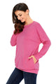 Sexy Pink Casual Pocket Style Long Sleeve Top