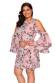 Sexy Pink Cold Shoulder Floral Print Plus Size Dress