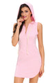 Sexy Pink Cotton Sweat Hoodie Dress