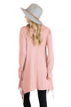 Sexy Pink Cowl Neck Fringe Tunic