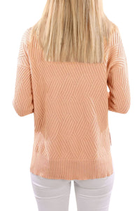 Sexy Pink Cowl Neck Side Split Sweater