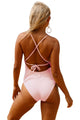 Sexy Pink Crochet Front Detail One Piece Bathing Suit