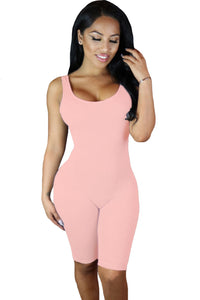 Sexy Pink Double Scoop Sleeveless Jumpsuit