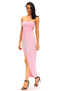Sexy Pink Draped Hollow-out Maxi Dress