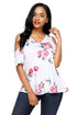 Sexy Pink Floral Print White Background Womens Top
