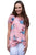 Sexy Pink Floral Short Sleeve Knot Top