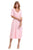 Sexy Pink Half Sleeve V Neck High Waist Flared Dress