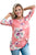 Sexy Pink Long Sleeve Knotted Floral Print Blouse