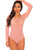 Sexy Pink Long Sleeve Sheer Mesh Bodysuit
