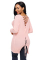 Sexy Pink Never Look Back Lace Up Sweater