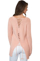 Sexy Pink Never Look Back Lace Up Sweater