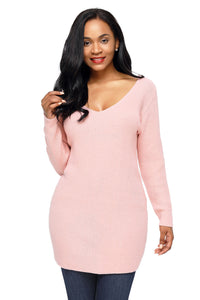 Sexy Pink Never Look Back Lace Up Sweater