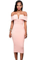 Sexy Pink Off-the-shoulder Midi Dress