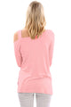 Sexy Pink One Shoulder Long Sleeve Top with Slit