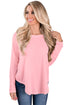 Sexy Pink Open Back Detail Long Sleeve Loose Fit Sweater